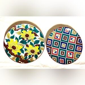 2 Kutani Ware Round Porcelain Plates. Kutani started in Japan in the mid 1700s.